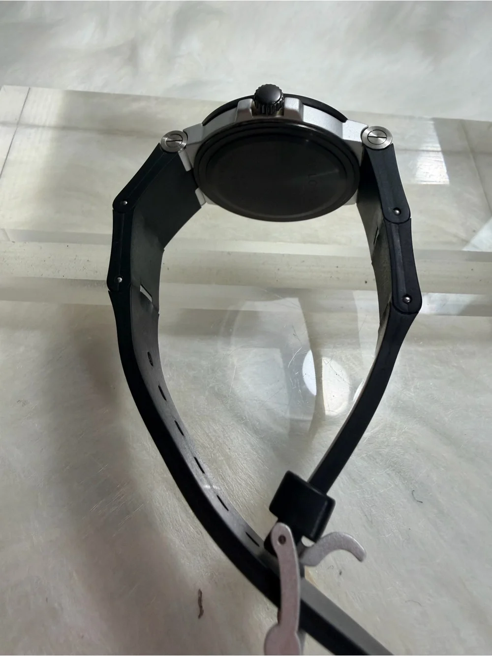 Bulgari Aluminum Watch in Black and White with Red Accents
